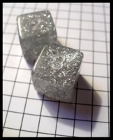 Dice : Dice - 6D - Clear With Silver Speckles and White Numerals